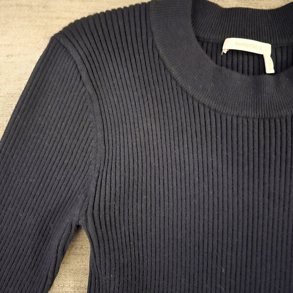 See By Chloé Mini Ribbed Sweater Dress in Deep Forest Green Sz Medium - Picture 2 of 11